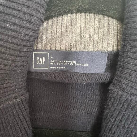 Gap Men’s Shawl Neck Cashmere Blend Cardigan Navy Size Large Preppy Academia - Picture 8 of 8